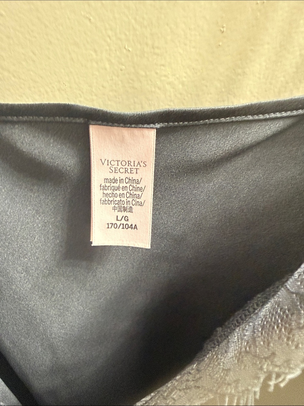 Victoria's Secret Slate Gray Satin Lace-Trim Slip nighty nightgown - Picture 7 of 10